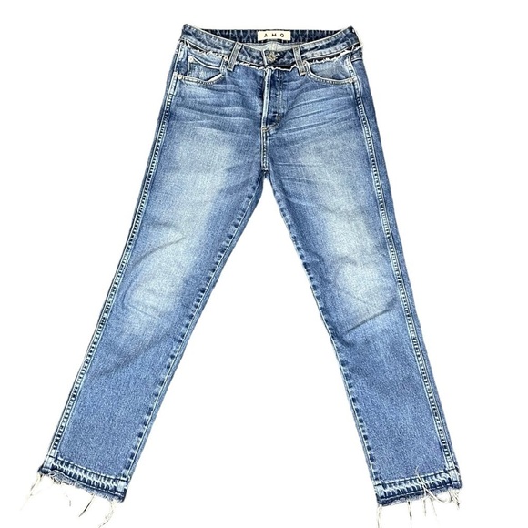 ANTHROPOLOGIE AMO BABE RIO VISTA HIGH RISE BUTTON FLY FRAYED HEM CROPPED JEANS - Picture 3 of 15